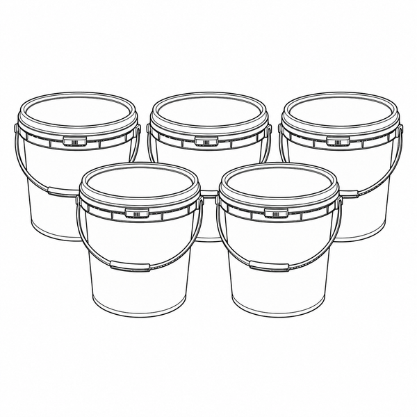 Multiple five-kilogram tubs of pistachio cream